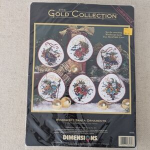 The Gold Collection Windswept Santa Ornaments - White & Gold